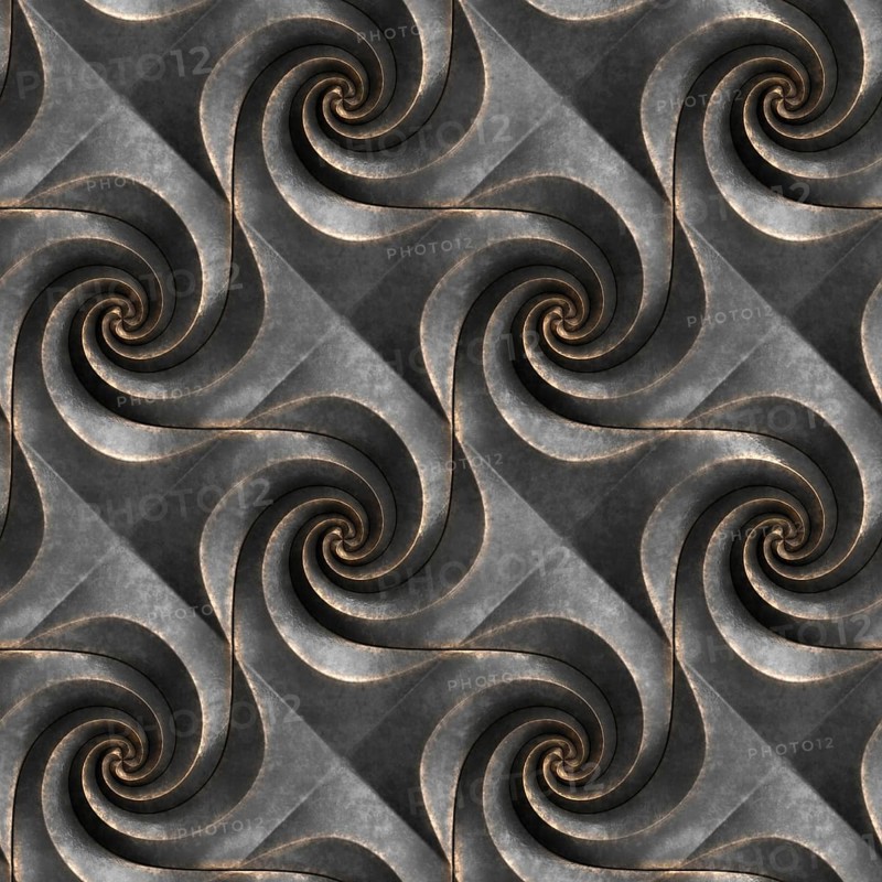 This is a 3D illustration of seamless geometric spiral patterns, perfect for use in elegant wallpaper designs and other decorative backdrops