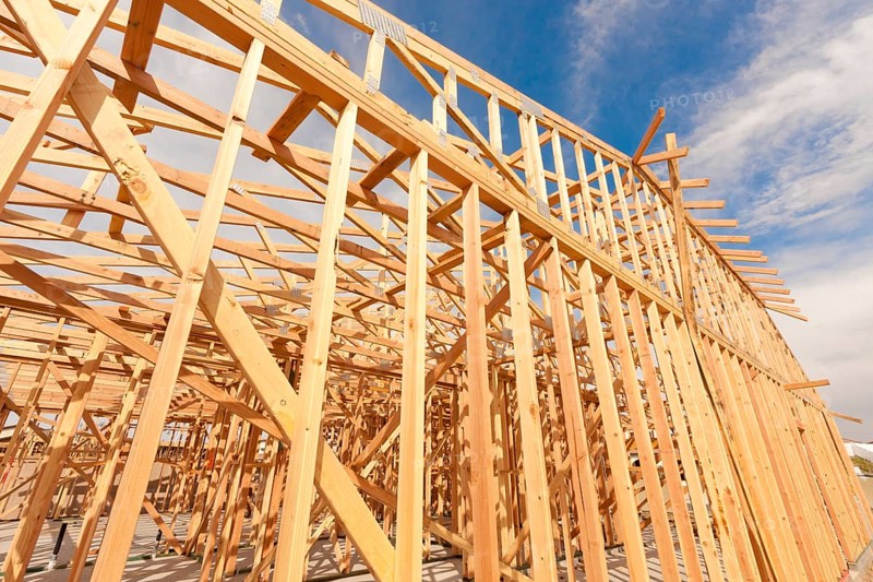 New Construction Wood Home Framing Abstract