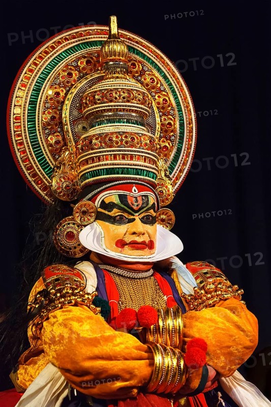 CHENNAI, INDIA, SEPTEMBER 8: Indian traditional dance drama Kathakali preformance on September 8, 2009 in Chennai, India. Performers play and Balarama (pazhupu) character Ramayana