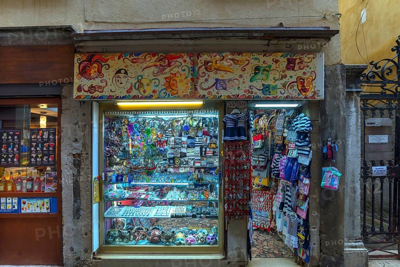 Souvenir shop in the old town, Venice, Veneto, Italy
