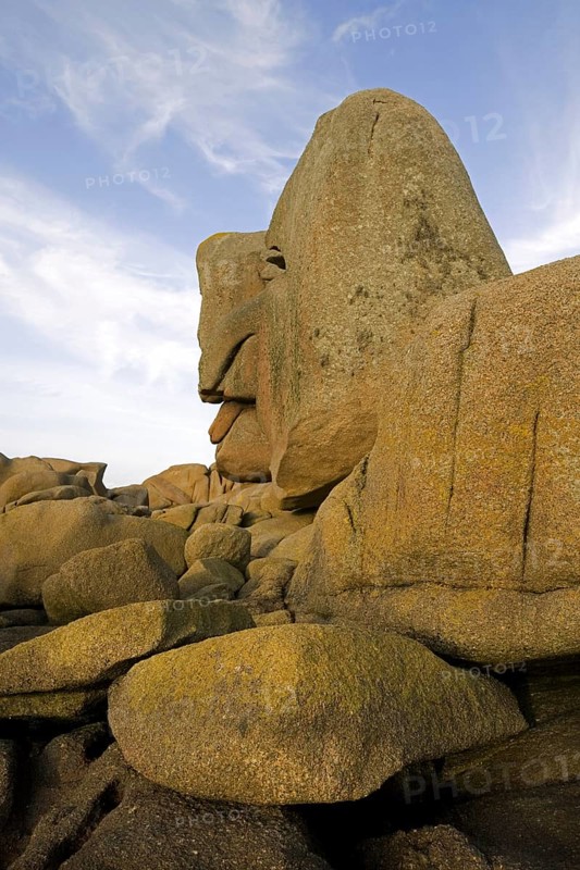 Rocks at the Côte de granit rose, Pink Granite Coast at Ploumanac'h, Brittany, France