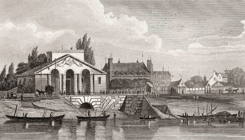 Barrière de la Cunette, Paris, antique steel engraved print, 1831