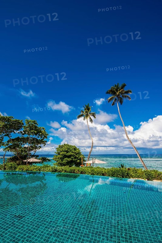 The pool at Hilton's DoubleTree Resort & Spa, Mahe, Republic of Seychelles, Indian Ocean