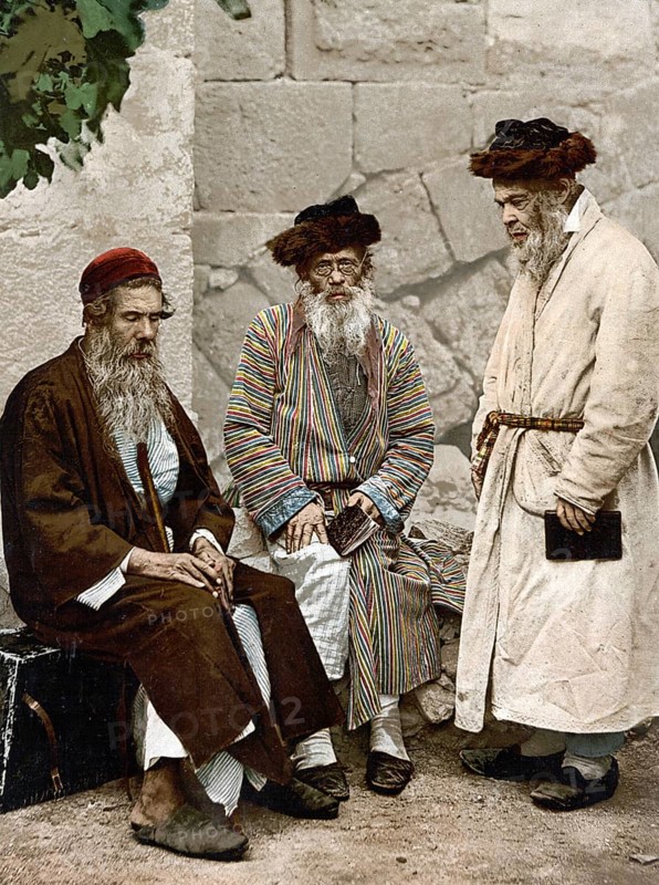 Old Jews in Jerusalem, today Israel, Historical, digitally restored reproduction from a 19th century original, Record date not stated