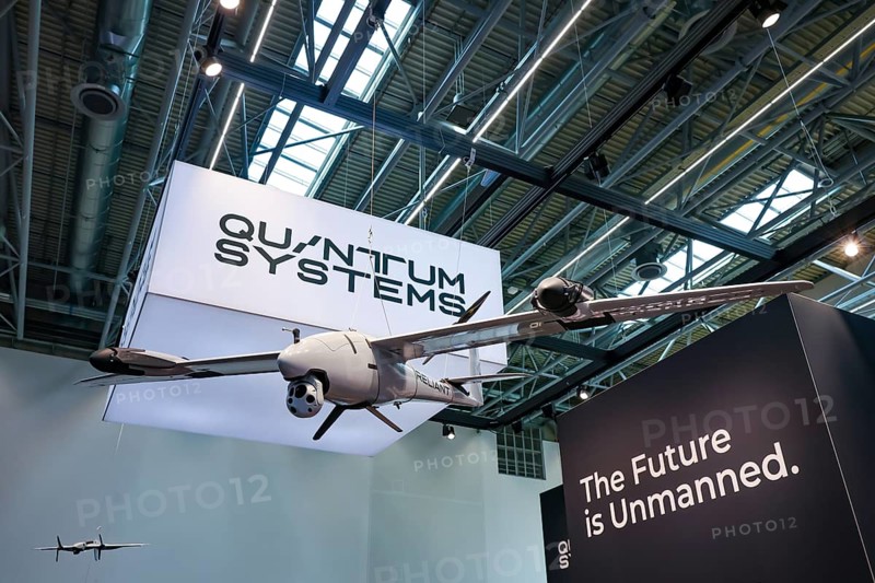Düsseldorf, North Rhine-Westphalia, Germany - QUANTUM SYSTEMS, RELIANT reconnaissance drone at the XPONENTIAL Europe trade fair, leading trade fair for autonomous technologies & robotics. Quantum-Systems GmbH is a German manufacturer of civil and military surveillance drones
