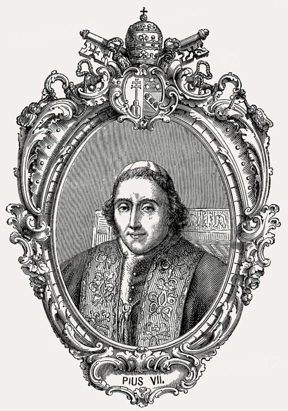 Pope Pius VII, 14 August 1742 – 20 August 1823, reigned as Pope from 14 March 1800 to his death