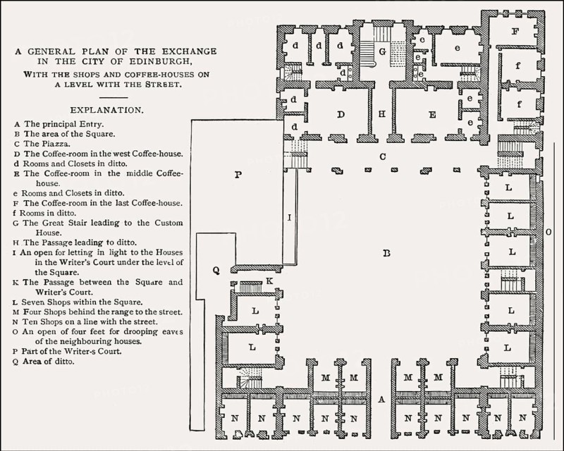 General plan of the Royal Exchange, Edinburgh, Scotland, 19th century