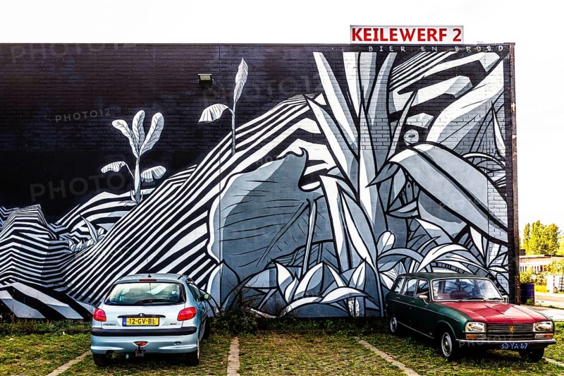 Outsider Street Art, outer wall of former Keilewerf 2, M4H area, Merwe-Vierhavens, artists Antoine Monod de Froideville and Marijn Gronert, Rotterdam, Netherlands