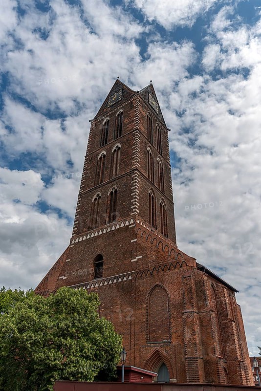 Remaining tower of St Mary's Church, built from 1260-70, St Mary's Churchyard, Wismar, Mecklenburg-Western Pomerania, Germany