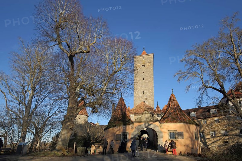 Historic castle gate, former city fortification, city gate, Rothenburg ob der Tauber, Franconia, Tauber Franconia, Bavaria, Germany