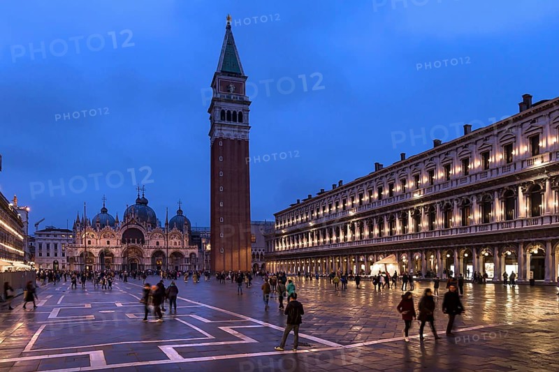 St. Mark's Square in the evening with Campanile, Venice, Veneto, Italy