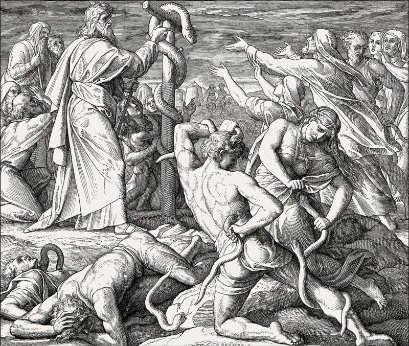 Bronze Serpent, Old Testament, by Julius Schnorr von Carolsfeld, 1860