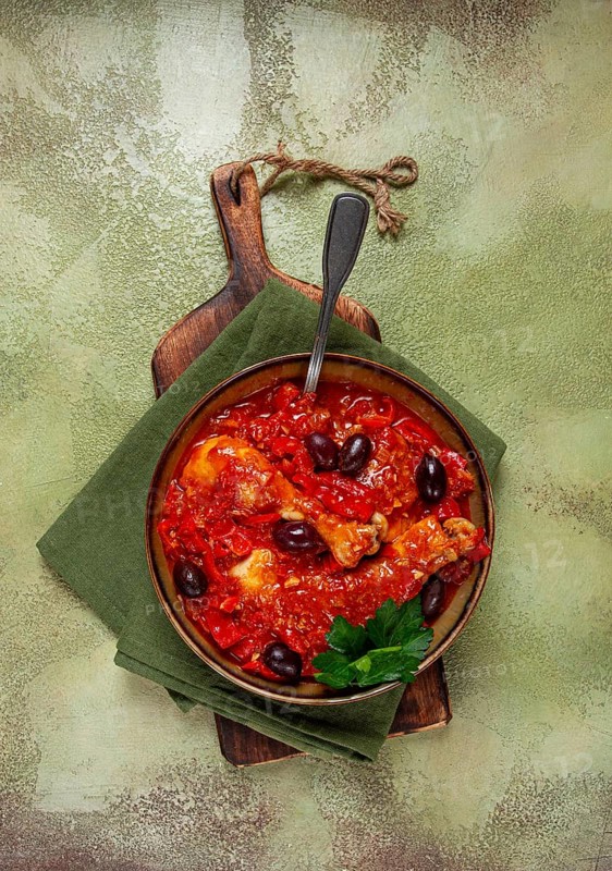 Pollo alla romana, Roman chicken, homemade, no people
