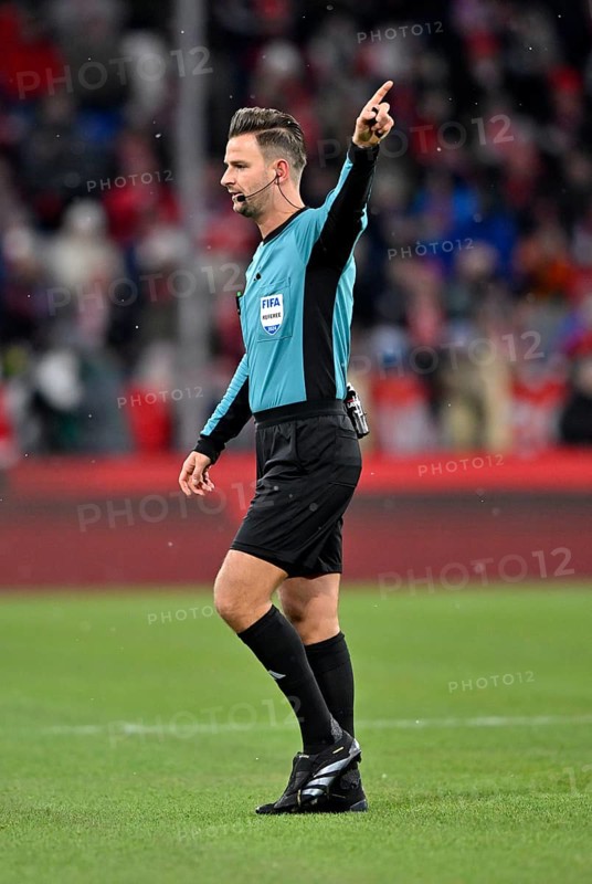 Referee Referee Daniel Schlager Gesture Gesture Allianz Arena, Munich, Bavaria, Germany