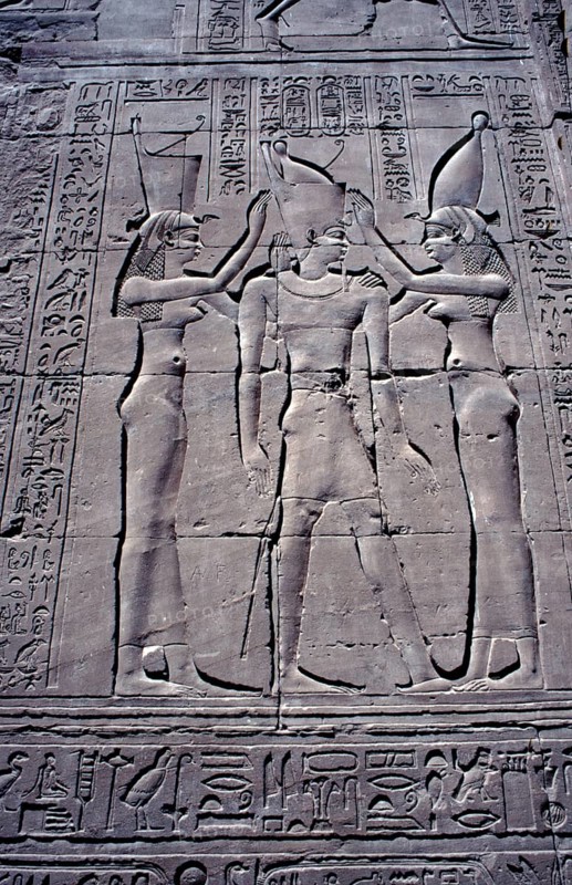 Detail of the relief, corridor around the temple, Horus Temple, Edfu, Nile Valley, Egypt, September 1989, vintage, retro, old, historical