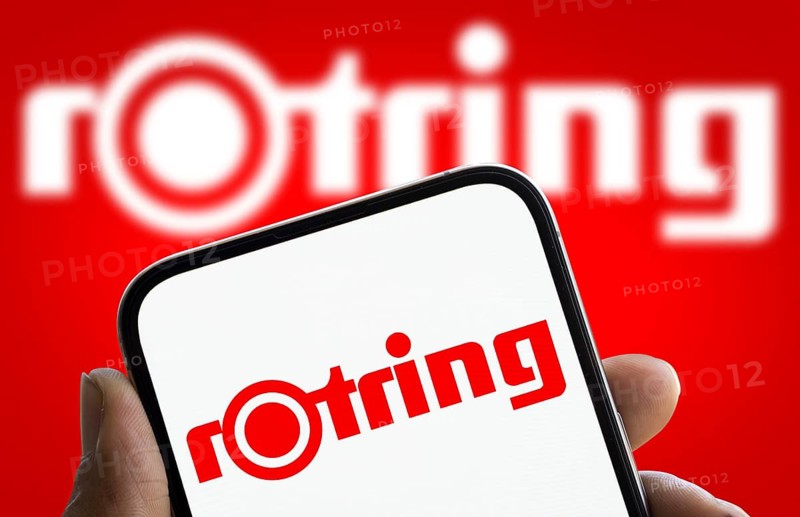 rotring logo is displayed on s, artphone.Rotring is a manufacturer of technical drawing tools and writing implements company