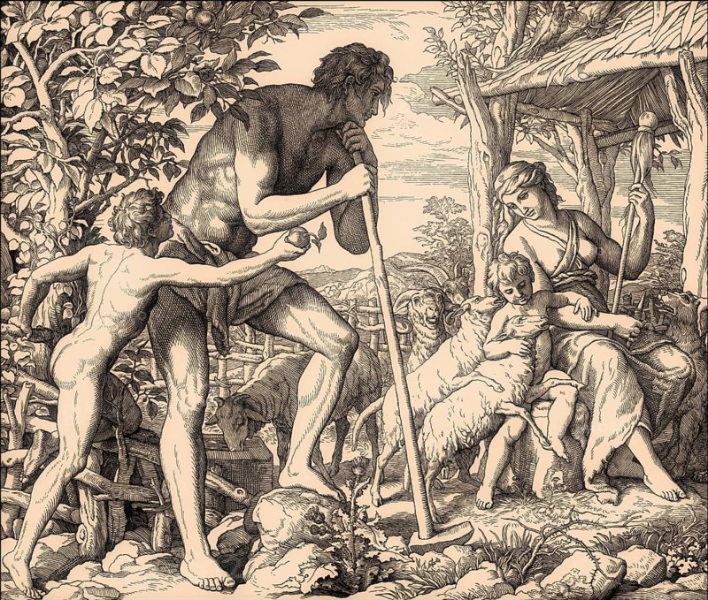 Adam, Eve, and Family, by Julius Schnorr von Carolsfeld, 1860
