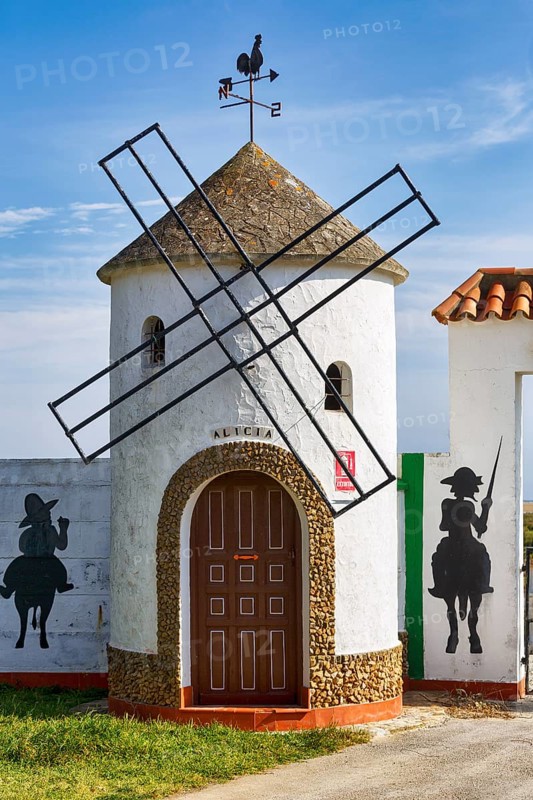Traditional windmill, miniature, Rio Jara campsite, Tarifa, Spain