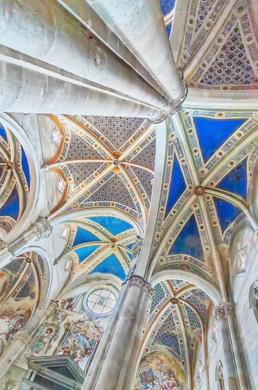 Abbey church interior, Certosa di Pavia monastery, Certosa di Pavia, Lombardy, Italy