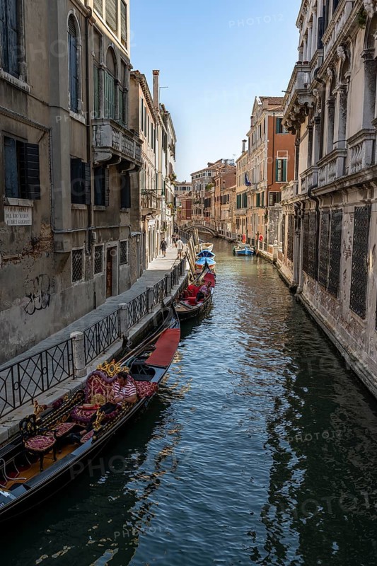 Gondola in a small canal, Venice, Veneto, Italy