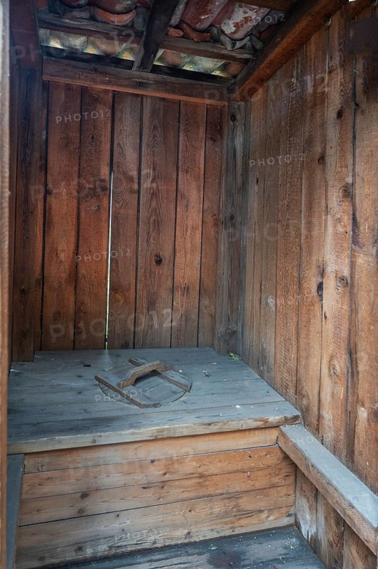 Outhouse, dry toilet in the garden of the Häckerhaus, today Häckermueum, Mittelstraße 34, Gärtnerstadt, Bamberg, Upper Franconia, Bavaria, Germany