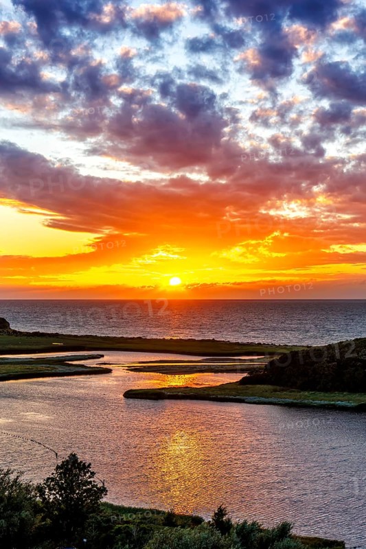 Sunset by the sea on the Baltic Sea in Heiligenhafen, Germany