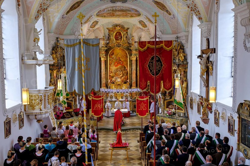 Festive service, Mass, Kilianiprocession, St. Kilian, Bad Heilbrunn, Upper Bavaria, Bavaria, Germany