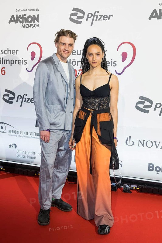 Nico Ehrenteit and Salber Lee Williams in front of the German Audio Film Awards ceremony at the Colosseum cinema in Berlin on 24.03.2026