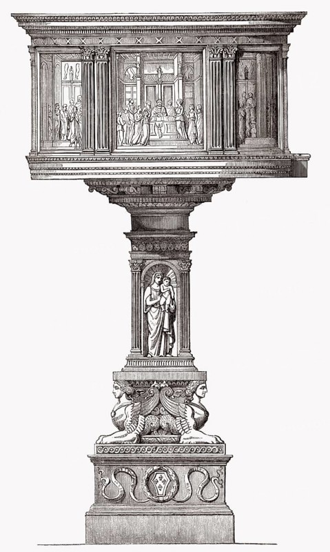 Predigtkanzel, römisch-katholische Kirche, Pistoia, Italien, 17.