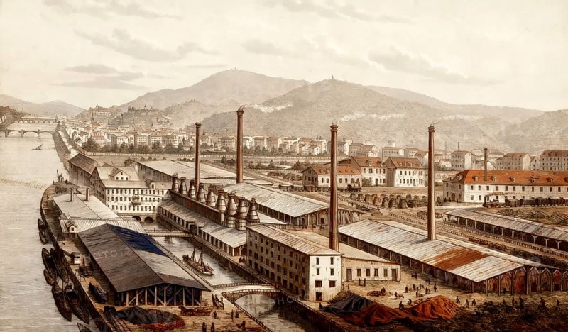 Historical illustration, 19th Century, Heidelberger Portland-Cement-Werk, 19th century, Heidelberg, Germany