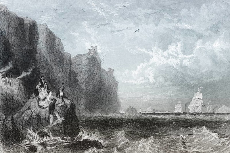 Fast Castle, Berwickshire, the Royal Squadron Conveying His Majesty George IV Towards Edinburgh, Scotland, Great Britain