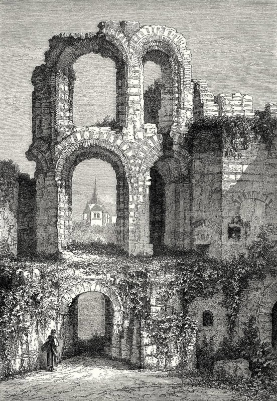 Trier Imperial Baths, Kaiserthermen, Trier, Treves, thermal springs, Rhineland-Palatinate, Germany, 19th century