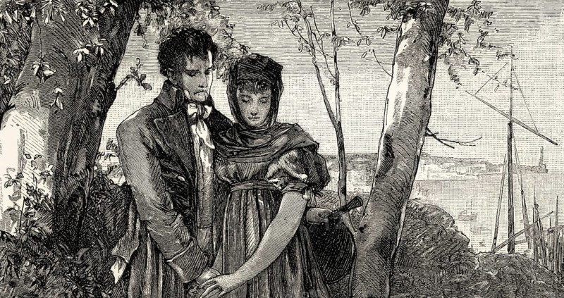 ACT IV., SCENE II., Eugenie, Counsellor, scene from THE NATURAL DAUGHTER, DIE NATÜRLICHE TOCHTER, by Johann Wolfgang von Goethe