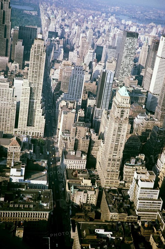 View of the skyscrapers on 5th Avenue towards Central Park, Manhattan, New York, USA 1964