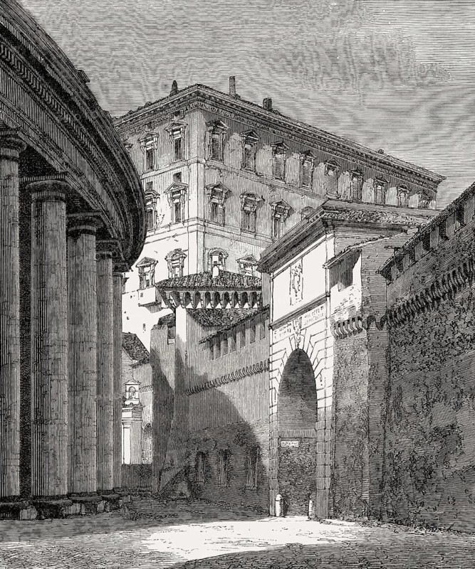 Porta Angelica, a gate of the Leonine Wall, Vatican City, Rome, Italy, 19th Century