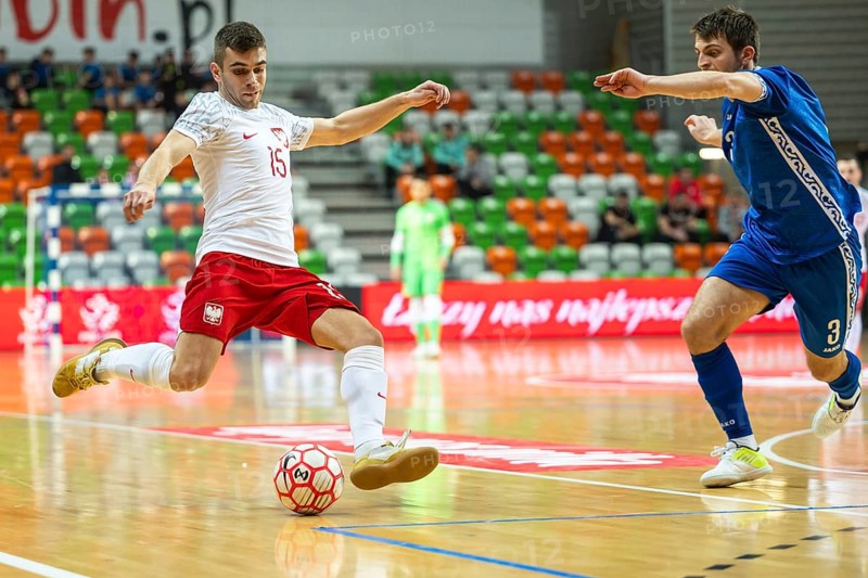 LUBIN, POLAND - MARCH 12, 2025: Futsal match European Championship qualifiers Poland - Moldova 3:0. In action Sebastian Szadurski