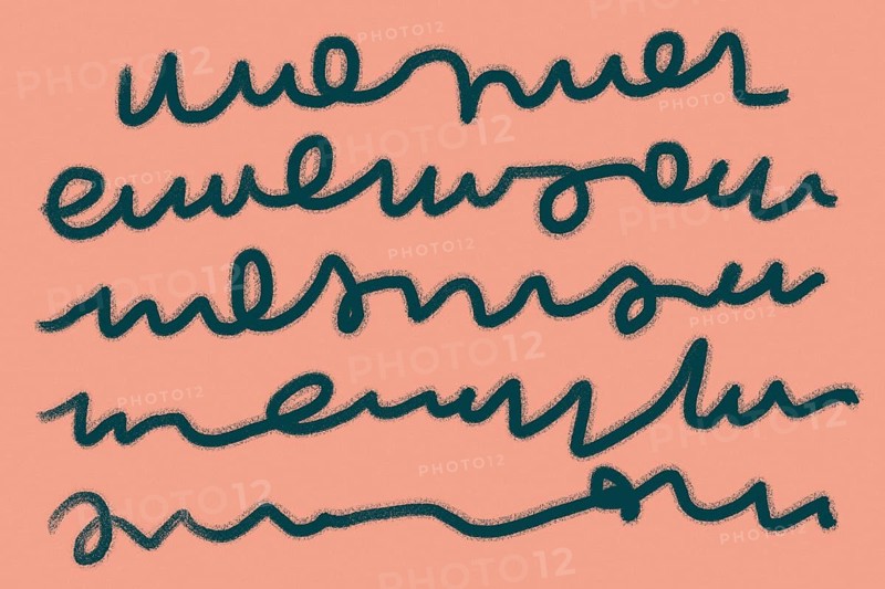 A dynamic abstract pattern featuring dark scribbles on a salmon pink background. This modern artwork conveys a sense of movement and creativity, perfect for contemporary design projects