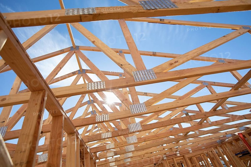 Wood Home Framing Abstract At Construction Site