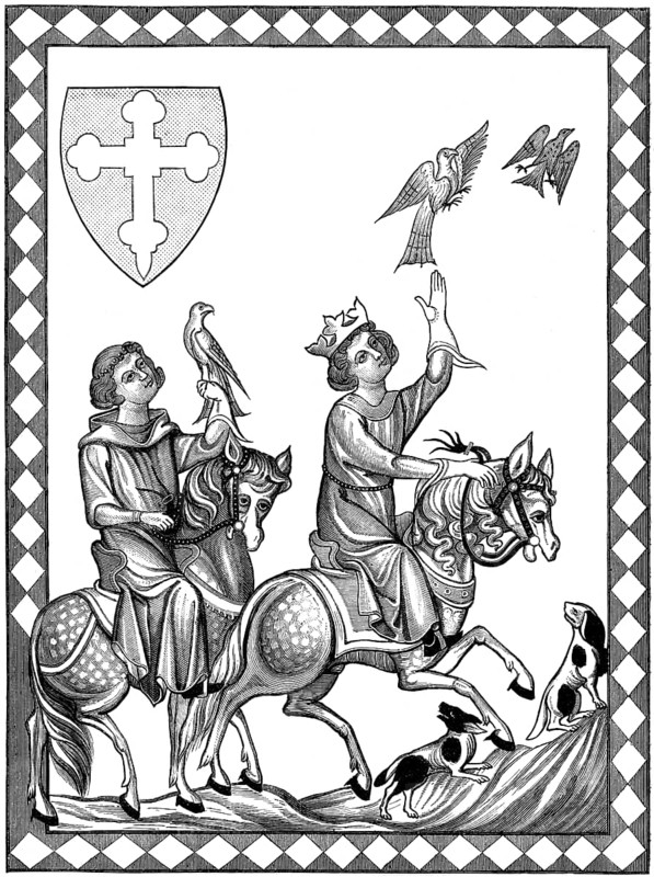 Falconry, Conrad, Conradin or Konradin, 1254-1268, Duke of Swabia, as Conrad IV King of Jerusalem, Codex Manesse, facsimile