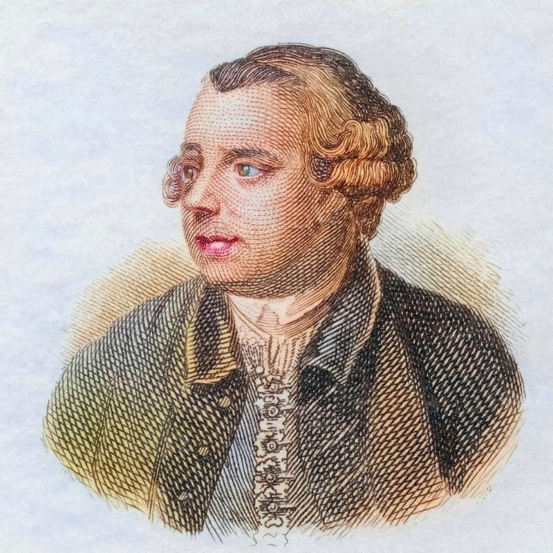 Edward Moore, (born 22 March 1712 in Abingdon, Berkshire, died 1 March 1757 in Lambeth, London) was an English playwright and writer, coloured woodcut from Crabbe's Historical Dictionary from 1825, Historical, digital reproduction
