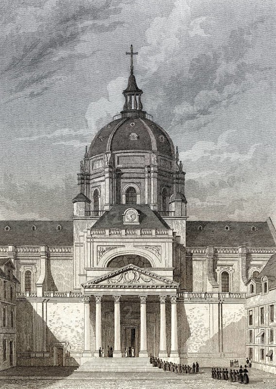 Chapelle Sainte Ursule de la Sorbonne, Paris, antique steel engraved print, 1831