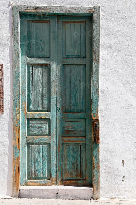 Old wooden door in the historic centre of Agüimes, Gran Canaria, Canary Islands, Spain