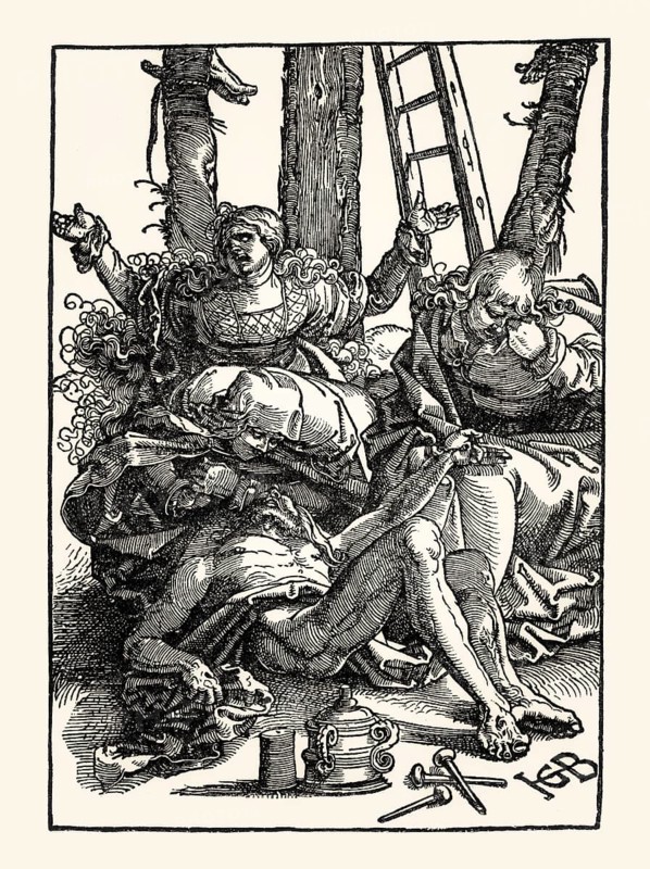 The dead Jesus Christ, lamented by his mother, John and Mary Magdalene, by Hans Baldung Grien, facsimile of the 19th century