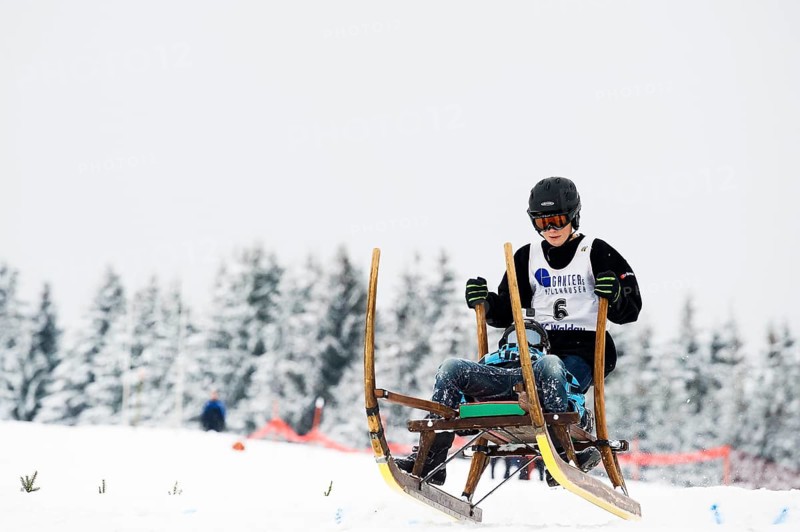 Horn sled racing, Waldau, Black Forest, Baden-Württemberg, Germany