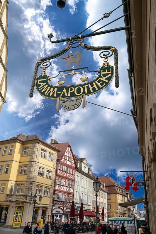 Nose sign of the Lammapotheke, Kitzingen, Lower Franconia, Bavaria, Germany