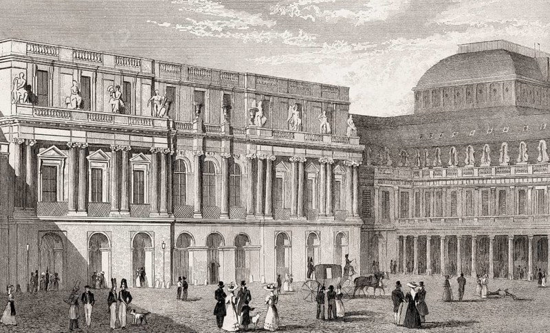 The Palais-Royal, Paris, antique steel engraved print, 1831