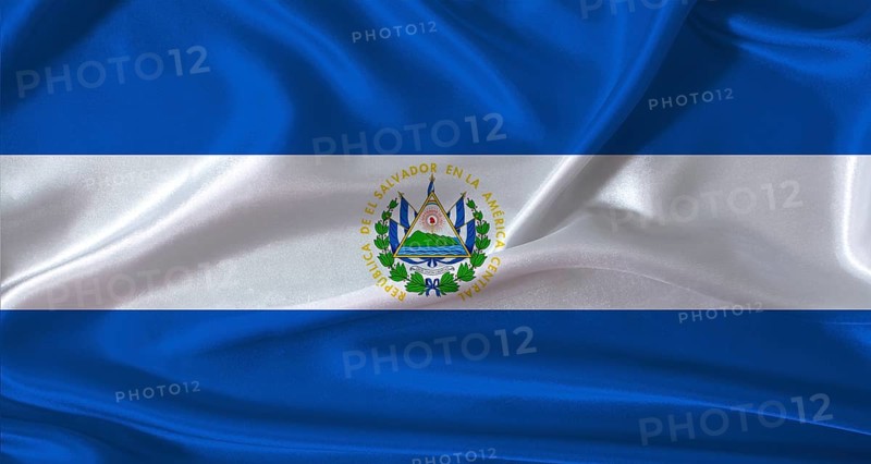 National flag of El Salvador with cloth texture. El Salvador flag with realistic texture background