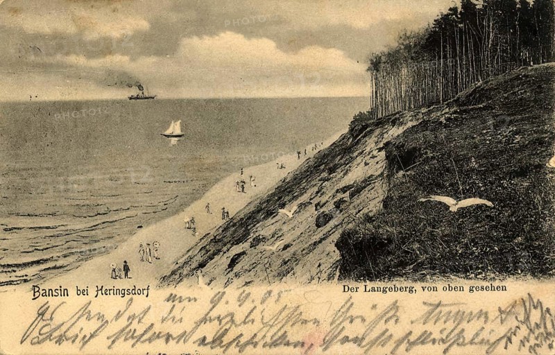 Historical postcard around 1900, Baltic resort Bansin, district of the municipality of Baltic resort Heringsdorf on the island of Usedom in the district of Vorpommern-Greifswald in Mecklenburg-Western Pomerania, Germany, digital reproduction of a historical postcard, public domain, from that time, exact date unknown