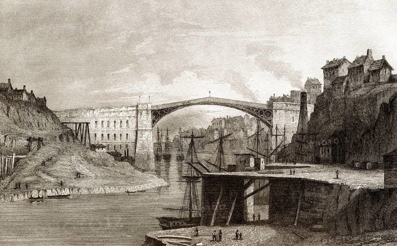Die Wearmouth-Brücke, Fluss Wear, Sunderland, England, 19. Jahrhundert