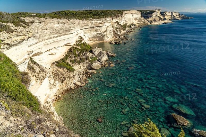 The white chalk cliffs of the cliffs near Bonifacio, Corsica, France